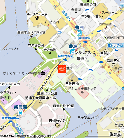 ダイエー豊洲店付近の地図